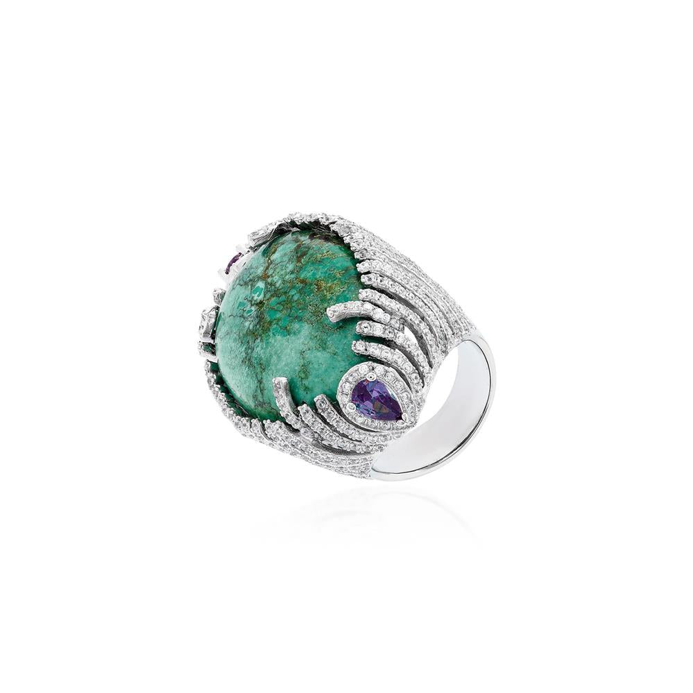 Chrysoprase & Amethyst Dome Ring