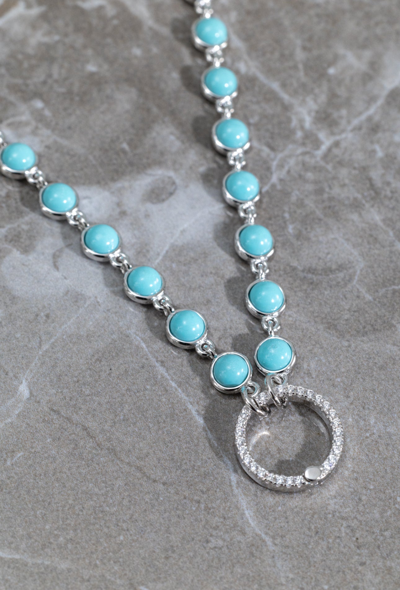 Turquoise Circle-Link Necklace