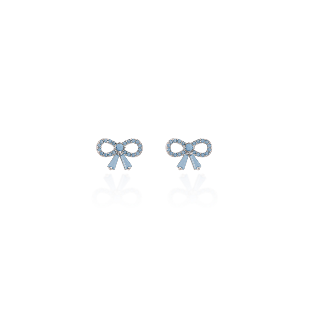 Blue Bow Stud Earrings