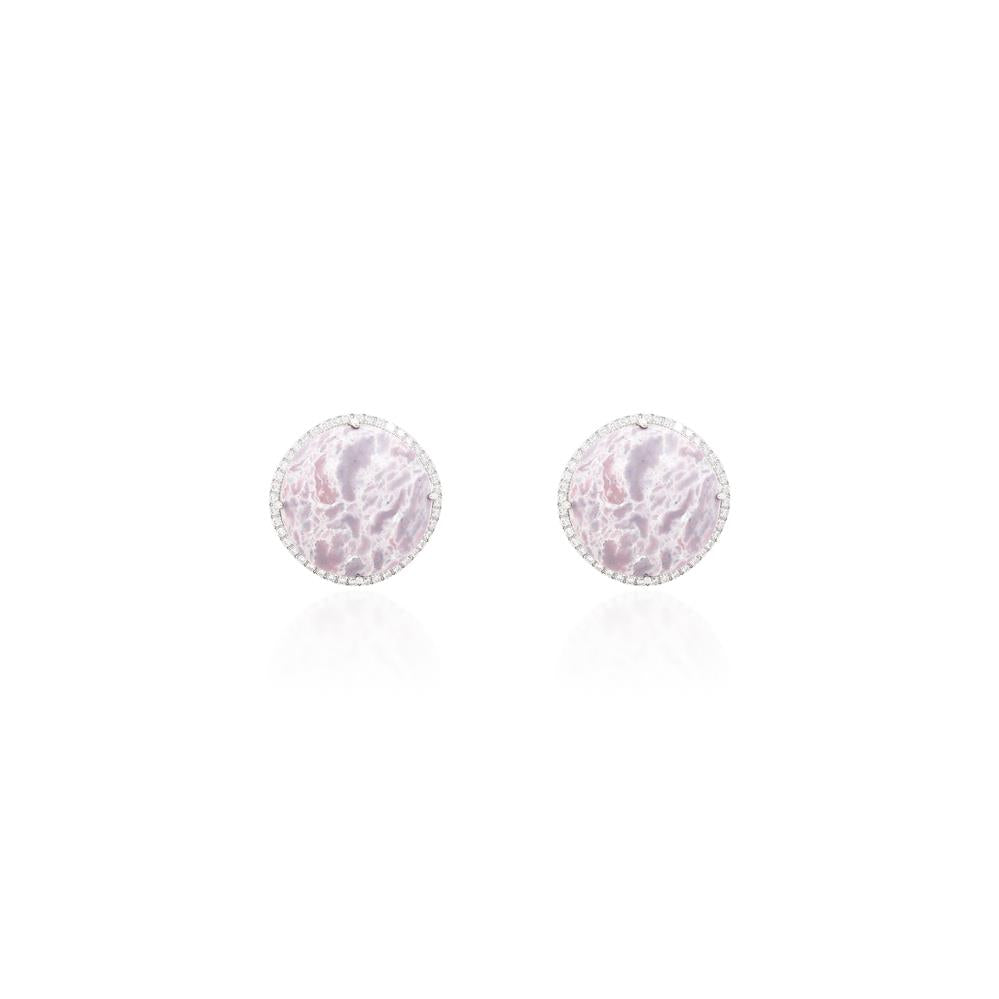 Pink Chalcedony Stud Earrings