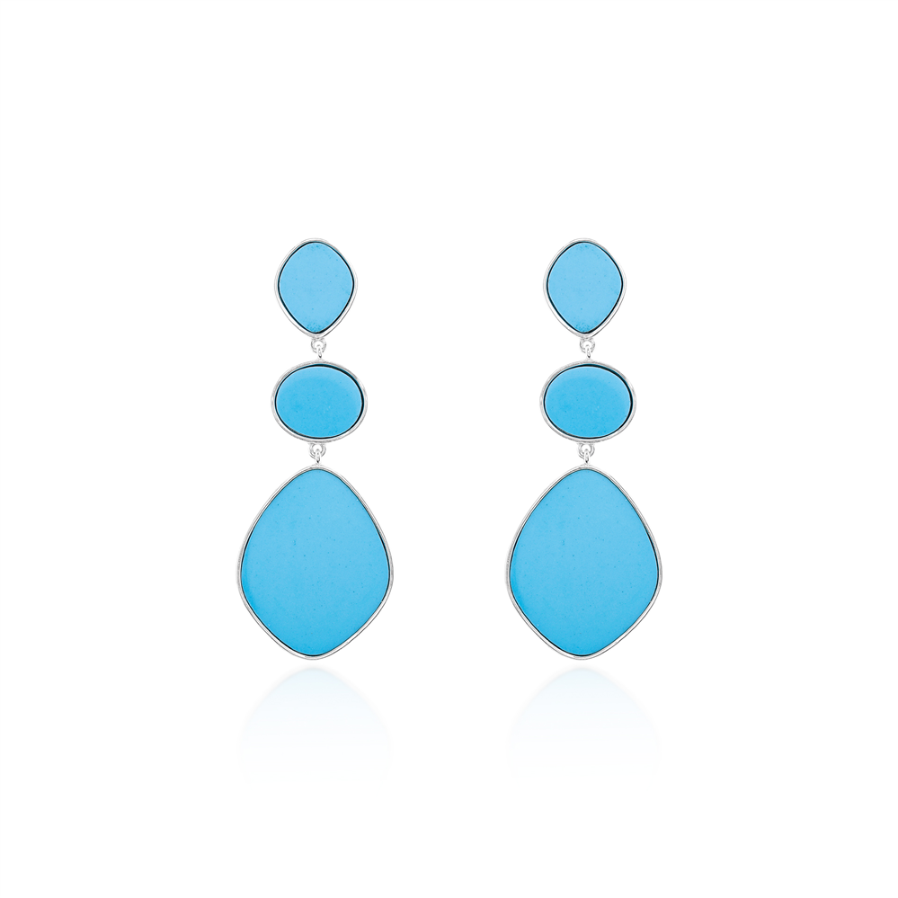 Triple Drop Turquoise Look Earrings