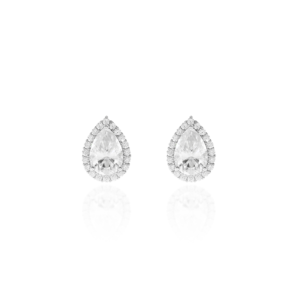 Teardrop Moissanite Halo Earrings