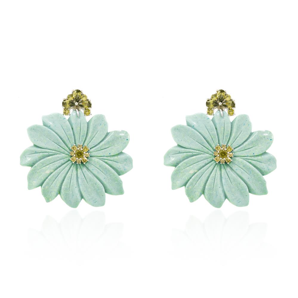 Amazonite Floral Earrings