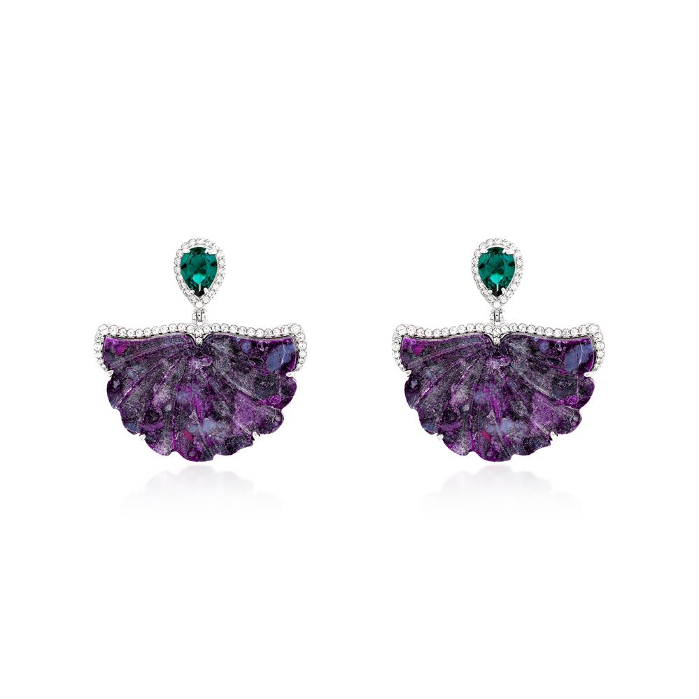 Purple Fan Drop Earrings