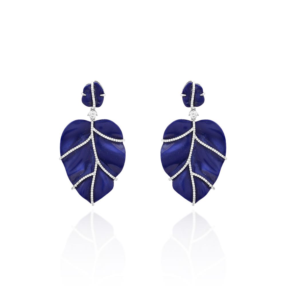 Lapis Leaf Statement Earrings