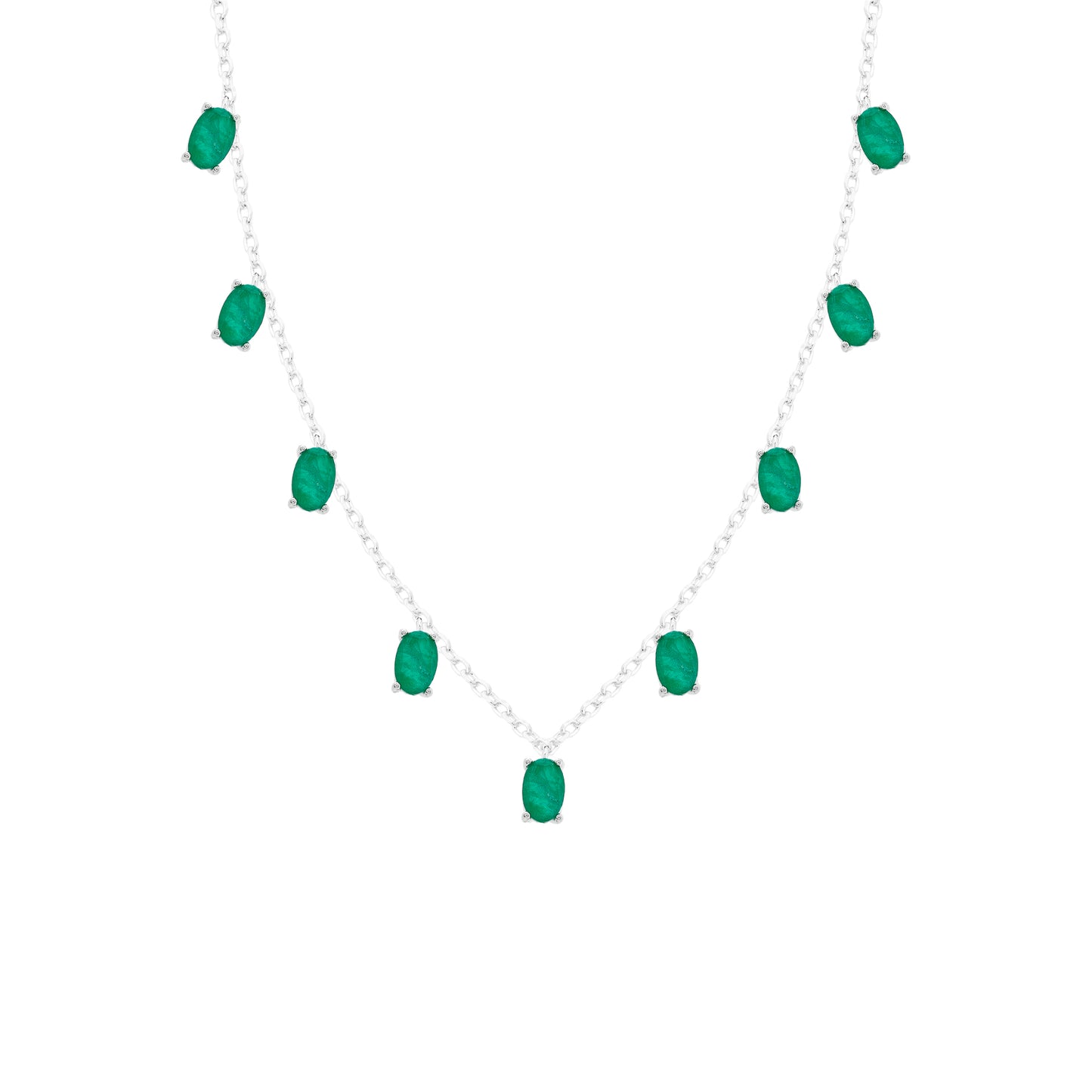 Emerald-Colored Drop Necklace