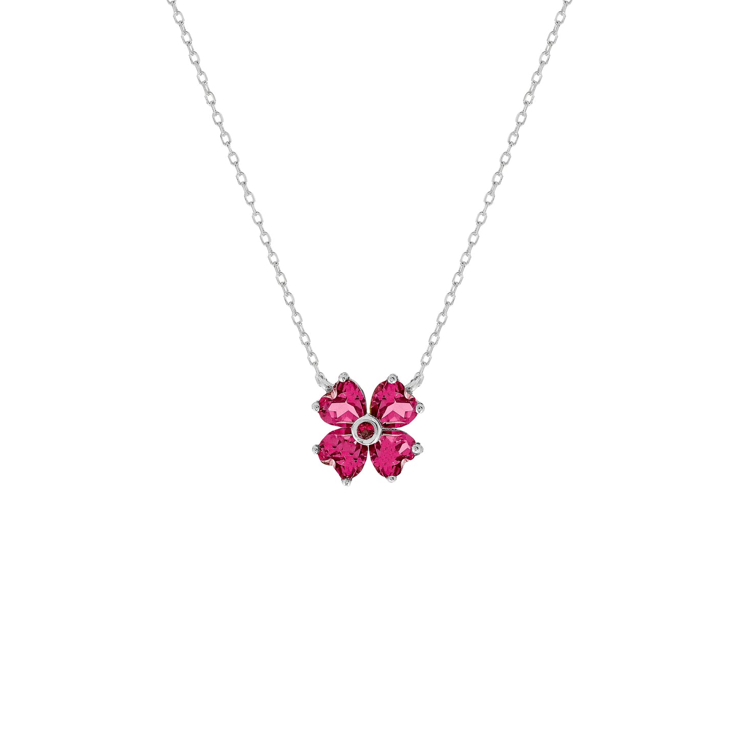 Pink Topaz Clover Necklace