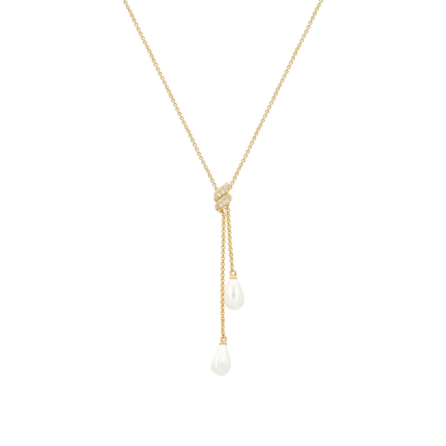 Drop Pearl Lariat Necklace
