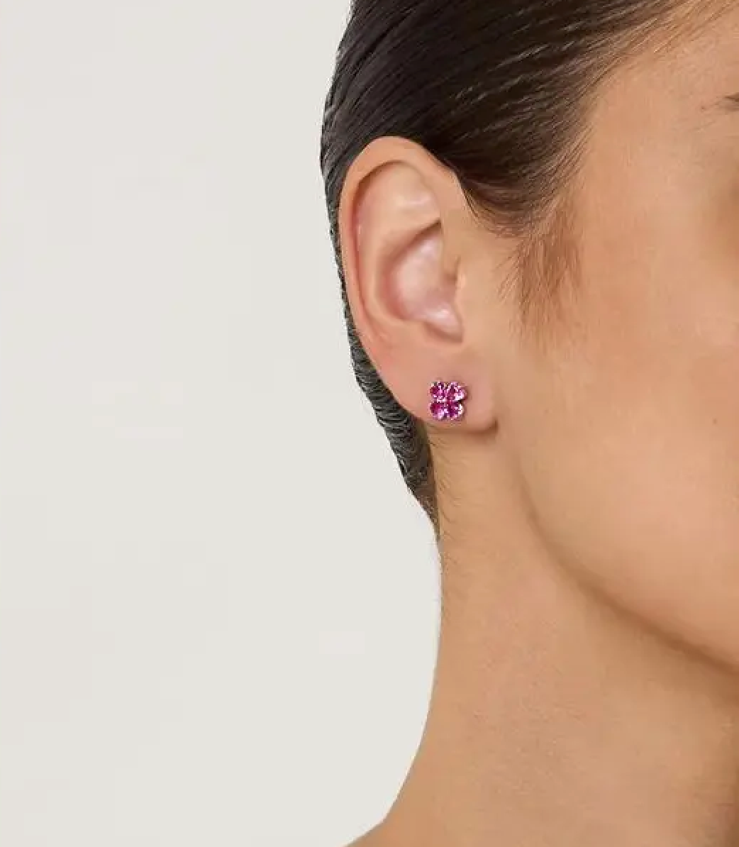 Floral Stud Earrings with Pink Topaz