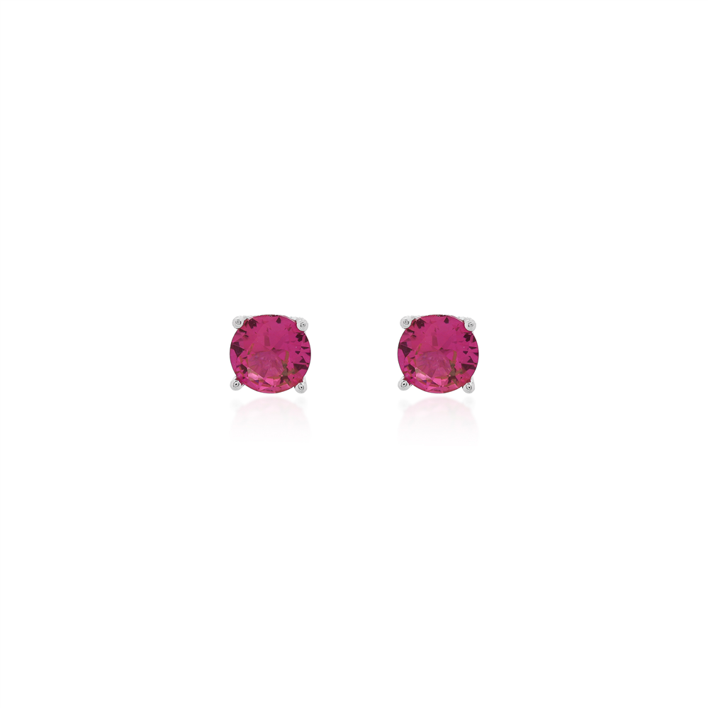 Pink Sapphire-Look Stud Earrings