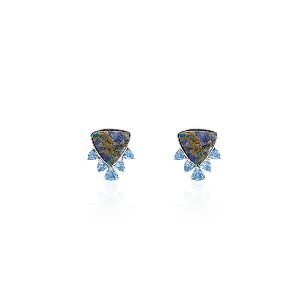 Malachite & Blue Topaz Drop Studs