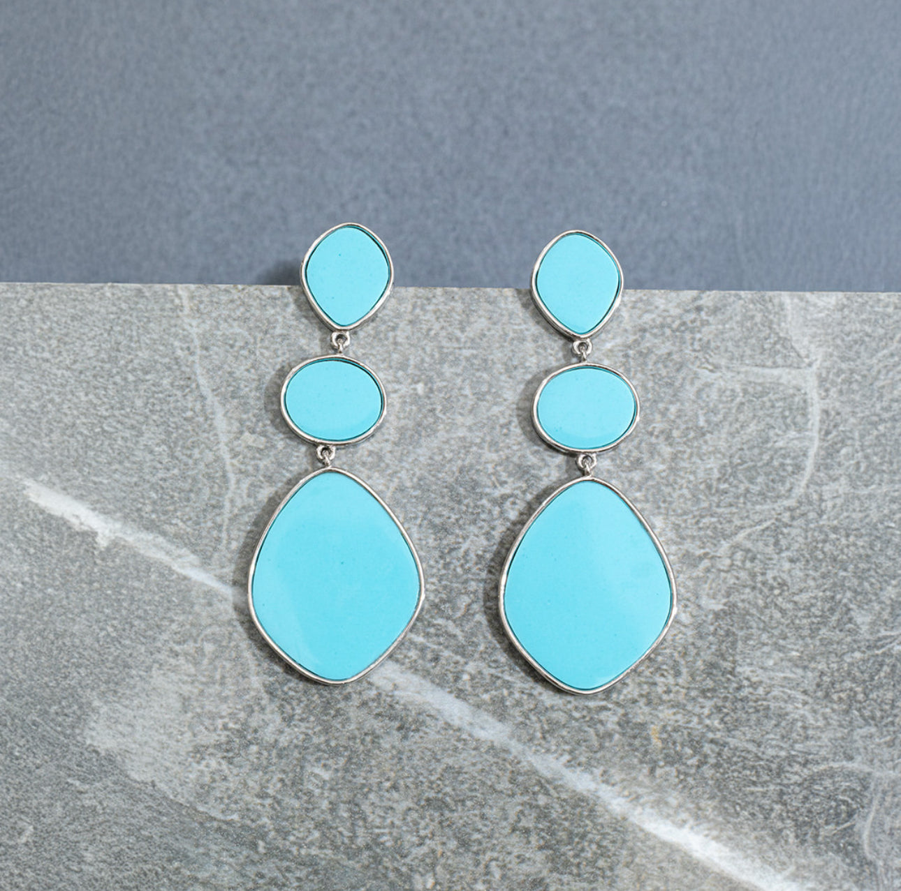 Triple Drop Turquoise Look Earrings