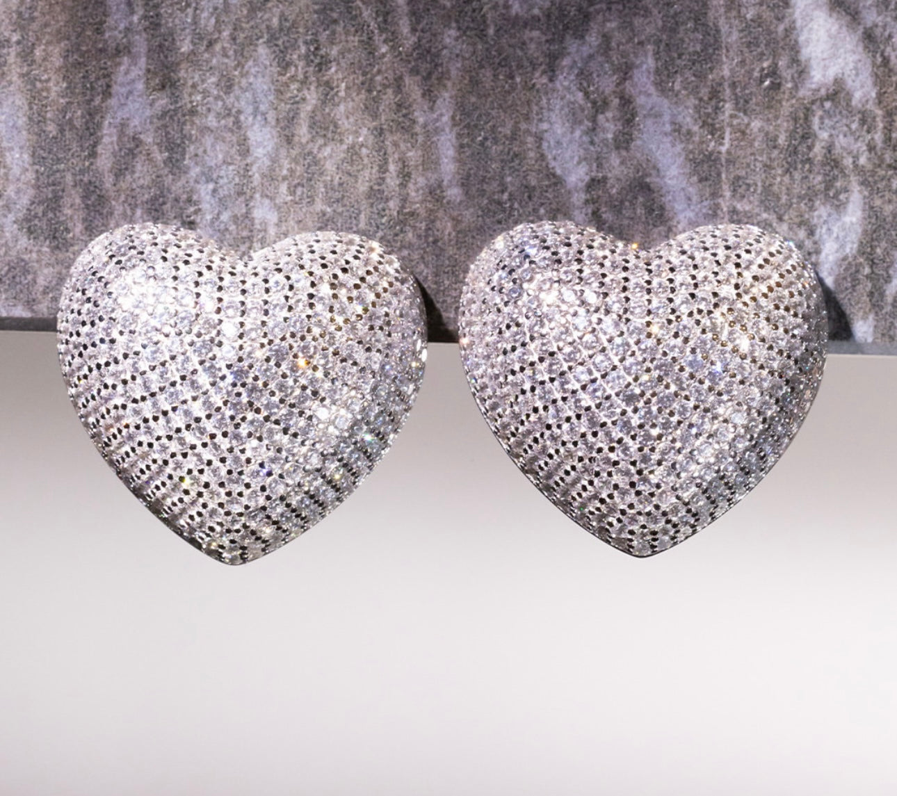 Pavé Heart Statement Earrings