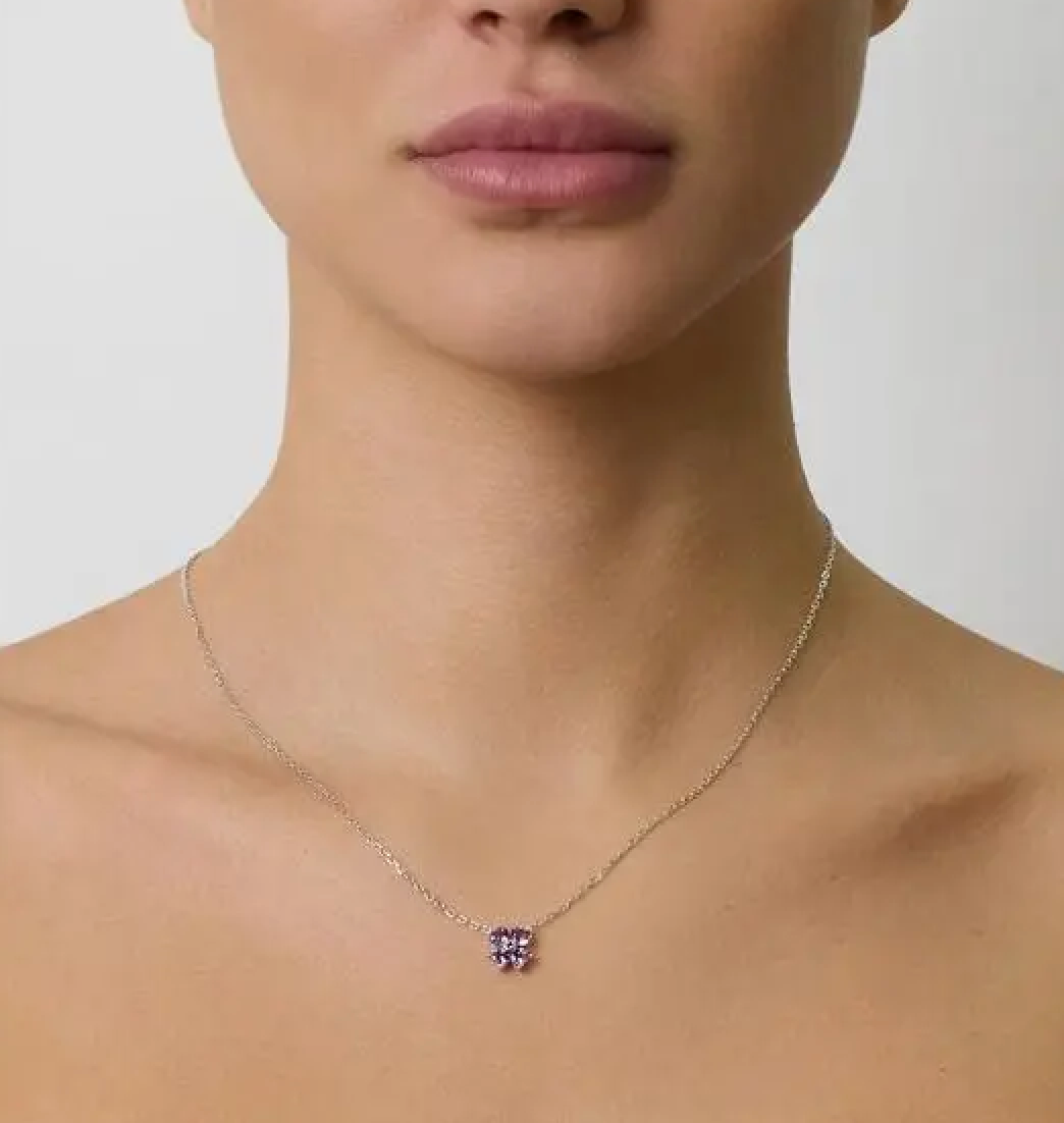Pink Topaz Clover Necklace