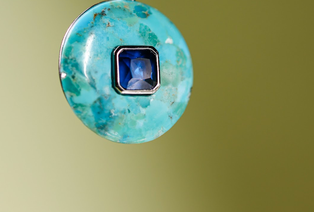 Turquoise Round Studs with Blue Topaz