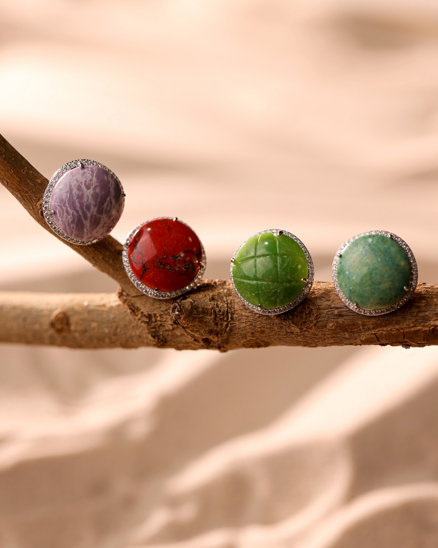 Reddish-purple Chalcedony Stud Earrings