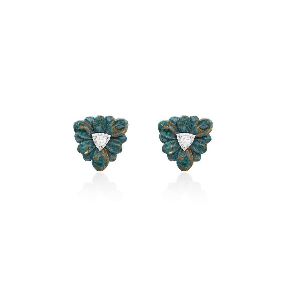 Malachite Stud Earrings – Hand-Carved Gemstone