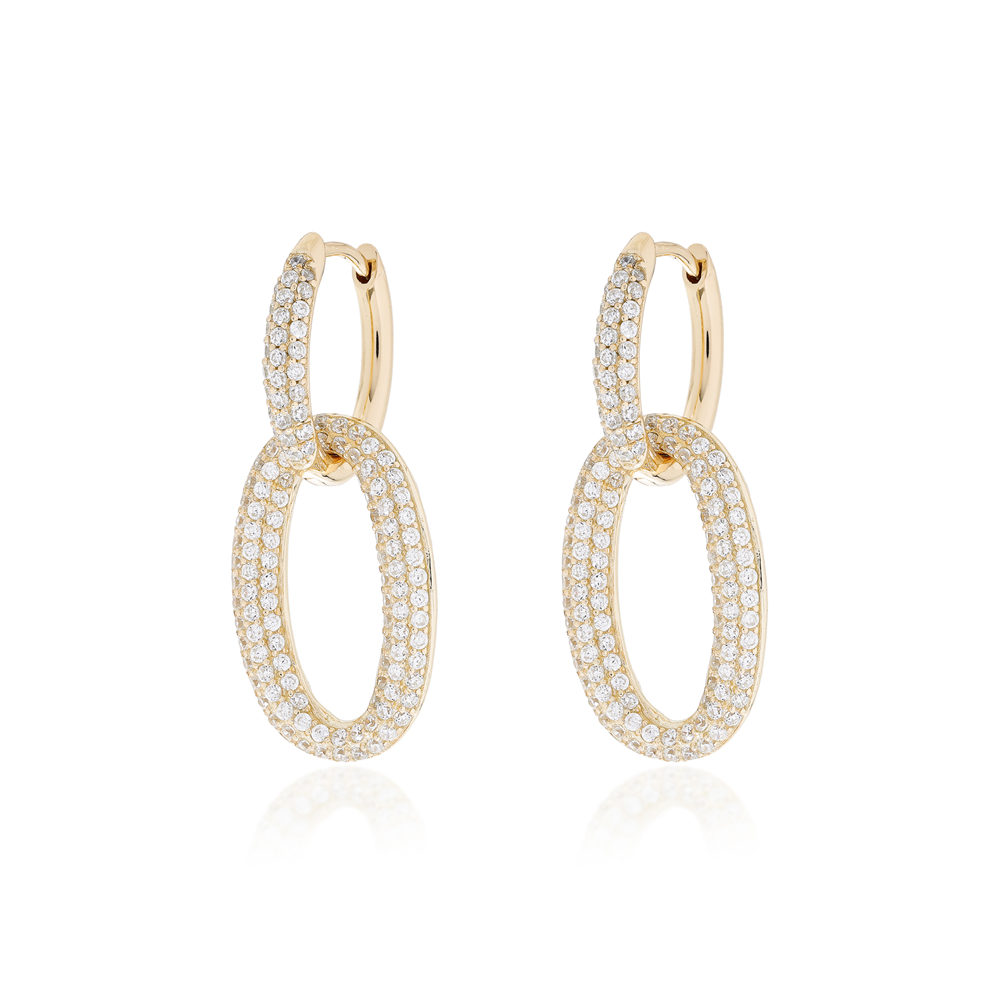 Double Oval Link Hoop Earrings