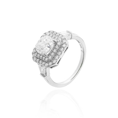 Double Halo Moissanite Ring