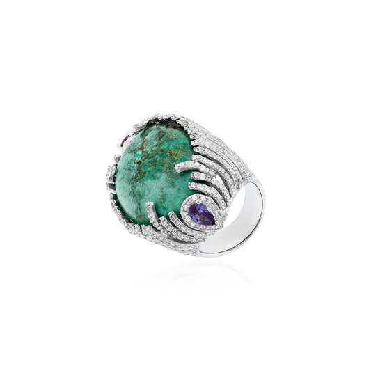 Chrysoprase & Amethyst Dome Ring