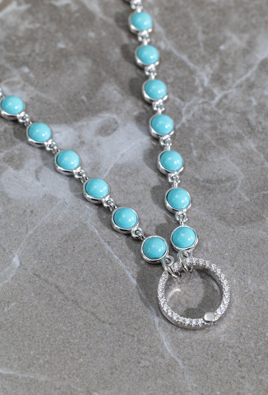 Turquoise Circle-Link Necklace