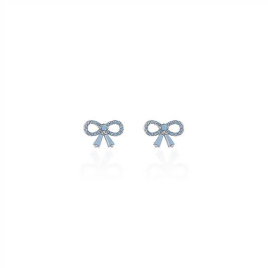 Blue Bow Stud Earrings