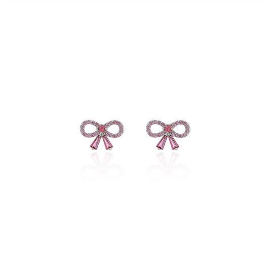 Pink Bow Stud Earrings