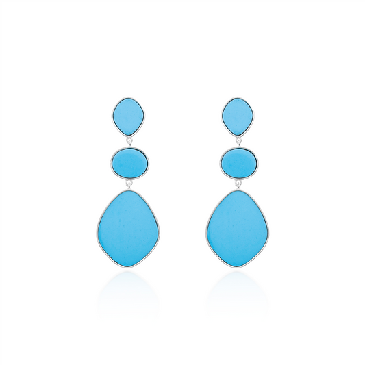 Triple Drop Turquoise Look Earrings
