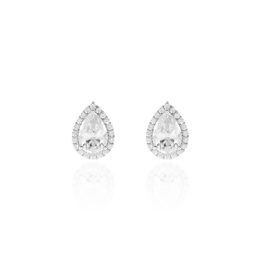 Teardrop Moissanite Halo Earrings