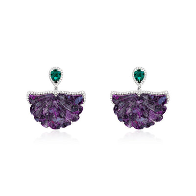 Purple Fan Drop Earrings