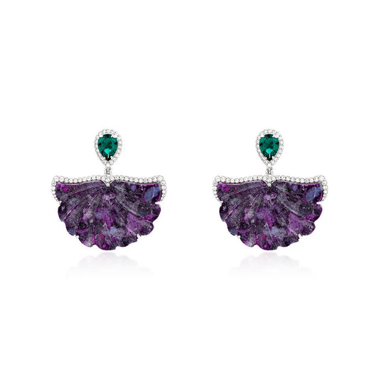 Purple Fan Drop Earrings