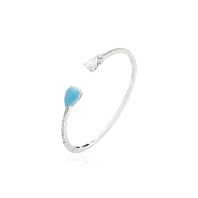 Teardrop Stone Open Bangle