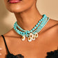 Turquoise Beaded Necklace with Tiger Eye Drop