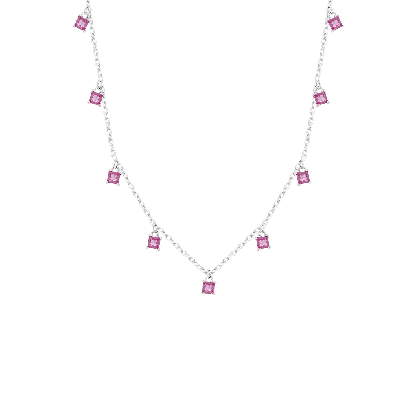 Dainty Pink Topaz Drop Necklace