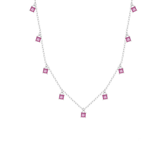 Dainty Pink Topaz Drop Necklace