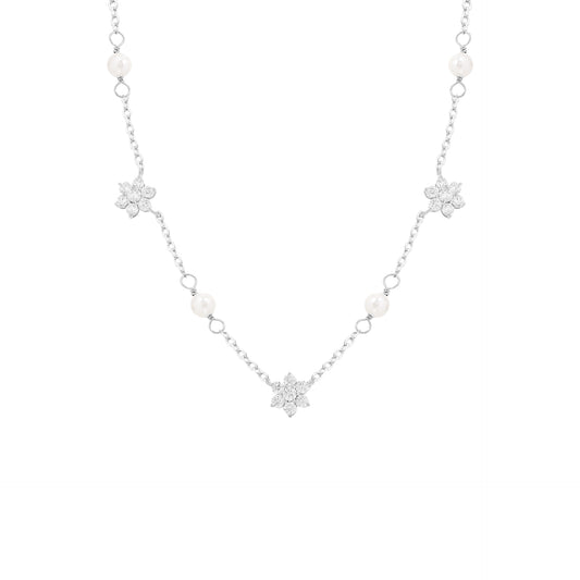 Floral Pearl & Zirconia Necklace