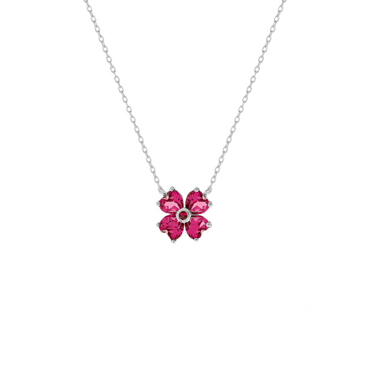 Pink Topaz Clover Necklace