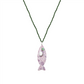Green Onyx Bead Necklace with Quartz and Malachite Fish Pendant