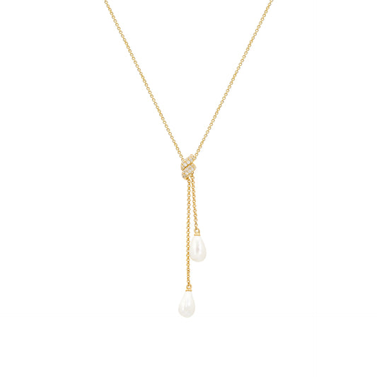 Drop Pearl Lariat Necklace