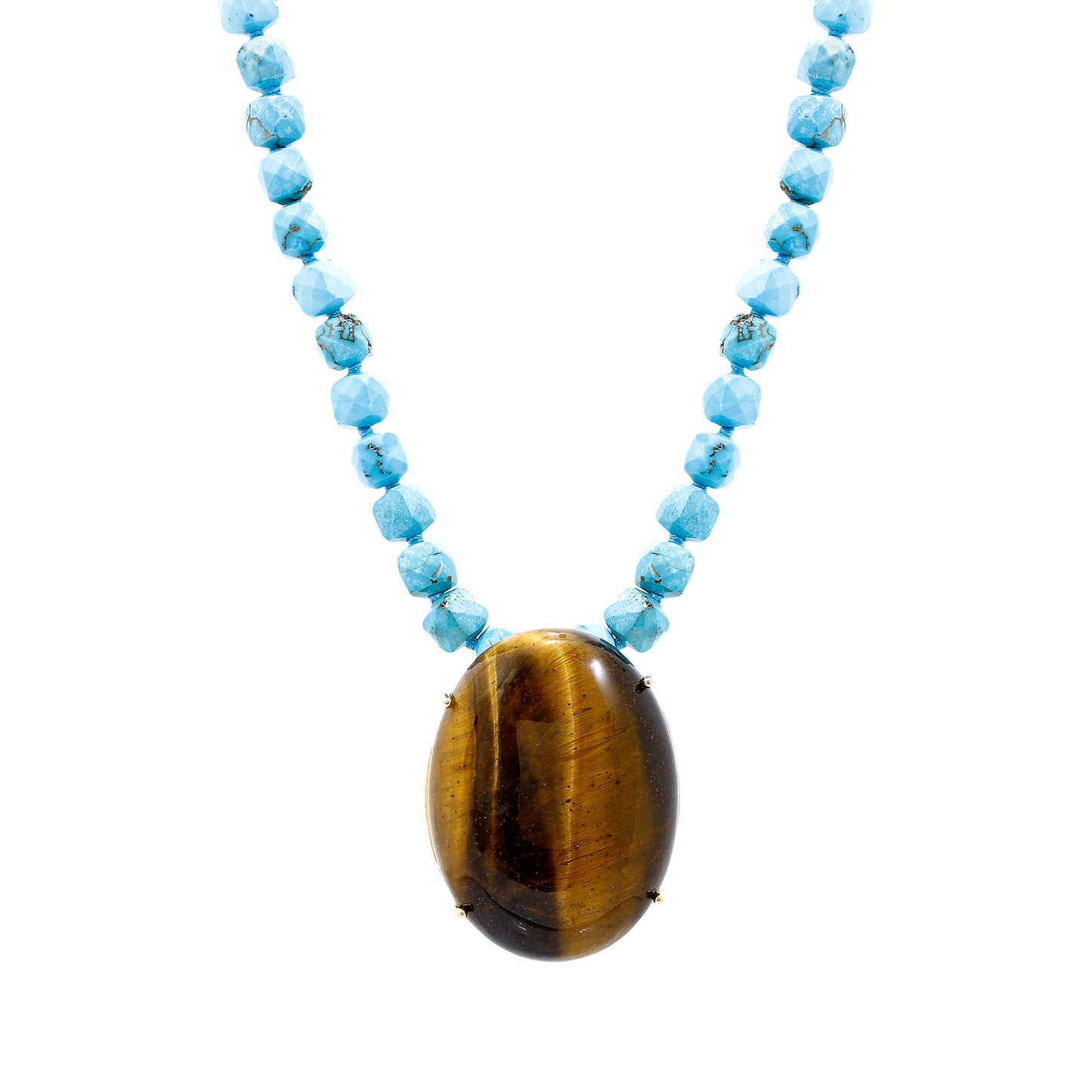 Turquoise and Tiger Eye Pendant Necklace