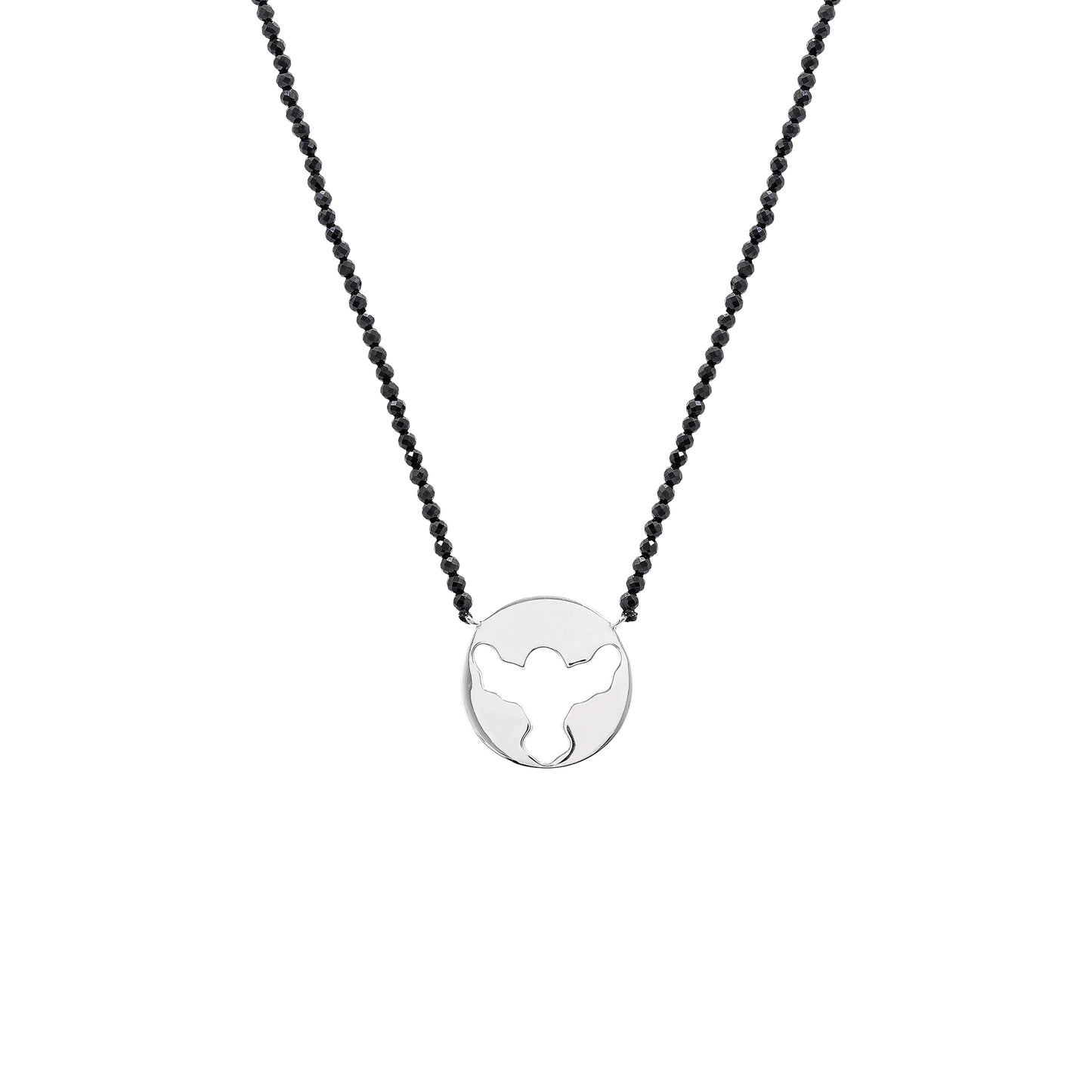 Black Spinel Necklace with Holy Spirit Pendant