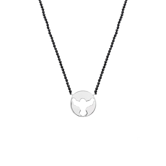 Black Spinel Necklace with Holy Spirit Pendant