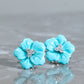 Blue Floral Earrings with Kunzite Center