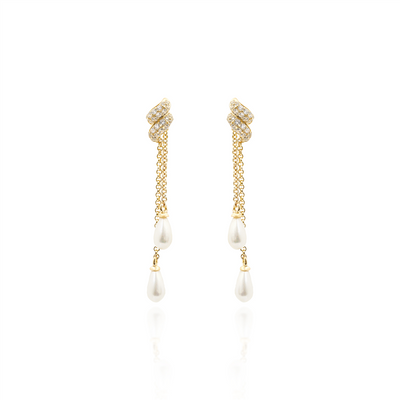 Drop Pearl Chain Earrings