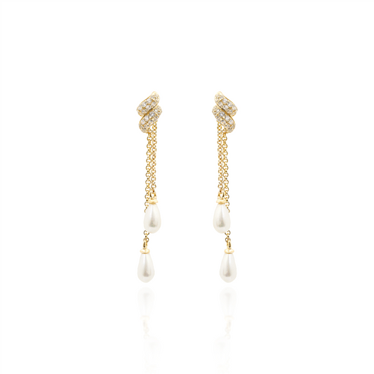 Drop Pearl Chain Earrings