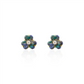 Floral Stud Earrings with Turquoise Copper and Zirconia