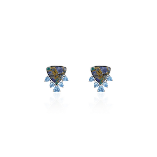 Malachite & Blue Topaz Drop Studs