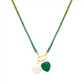 Pearl and Malachite Charm Necklace on Braided Cord