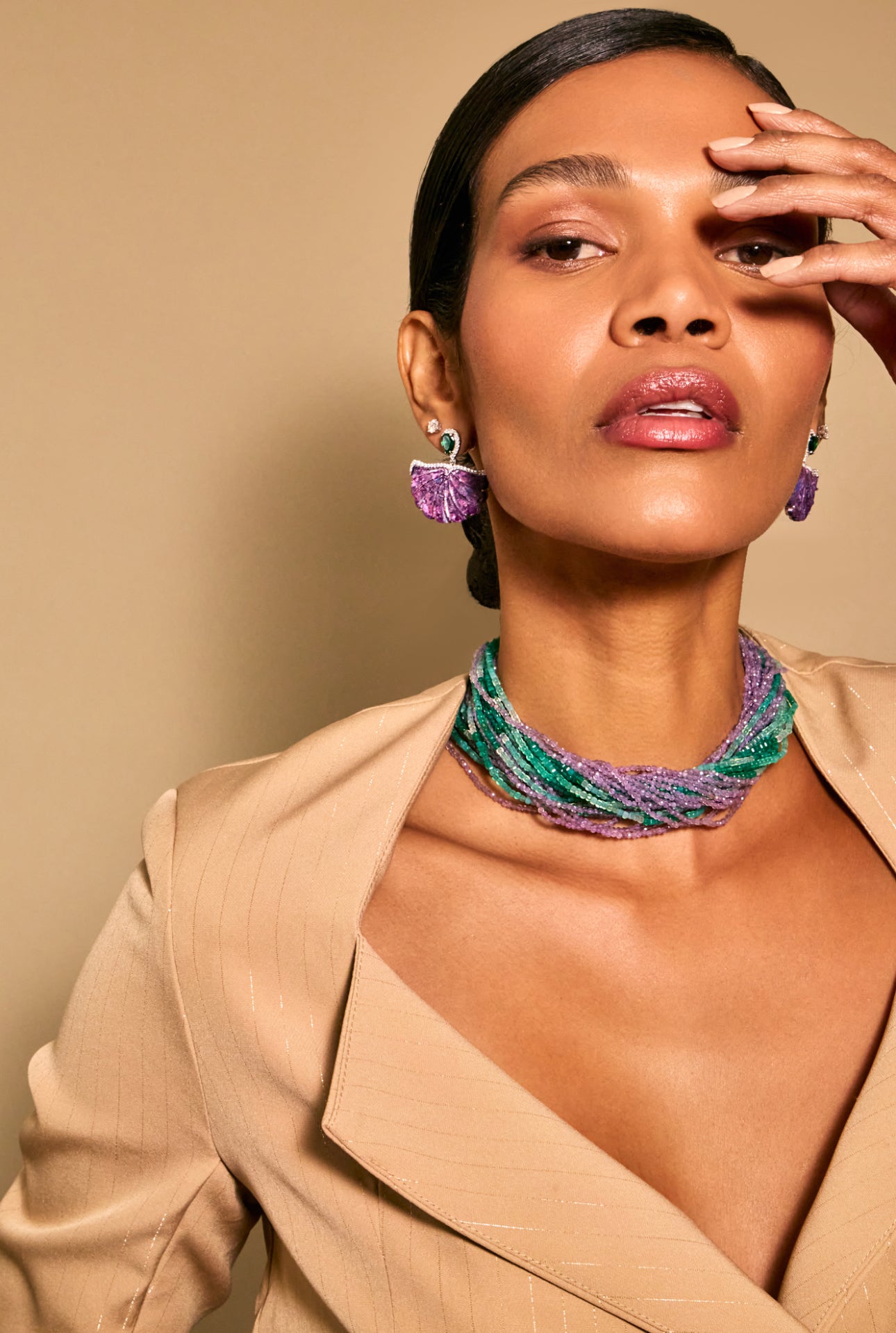 Purple Fan Drop Earrings