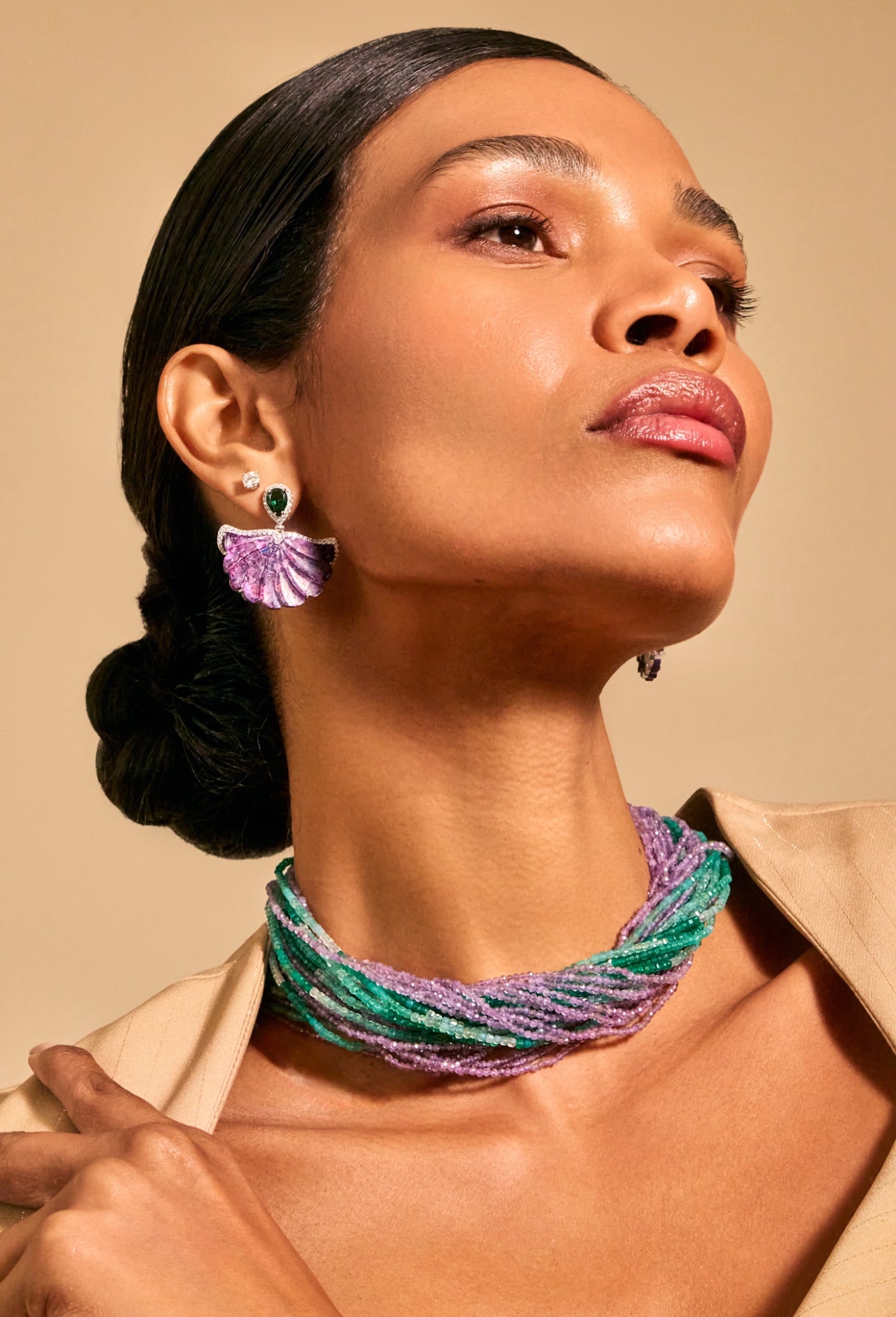 Purple Fan Drop Earrings